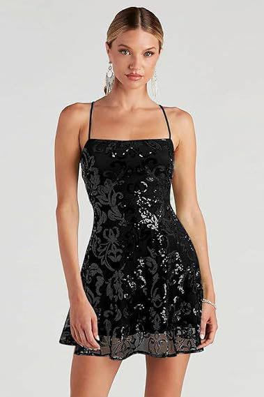 The Celeste Strap Sequin Mini Dress
