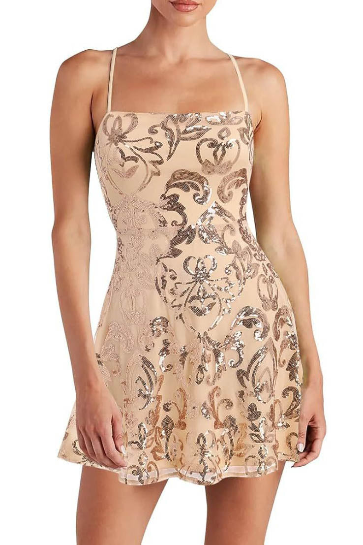 The Celeste Strap Sequin Mini Dress