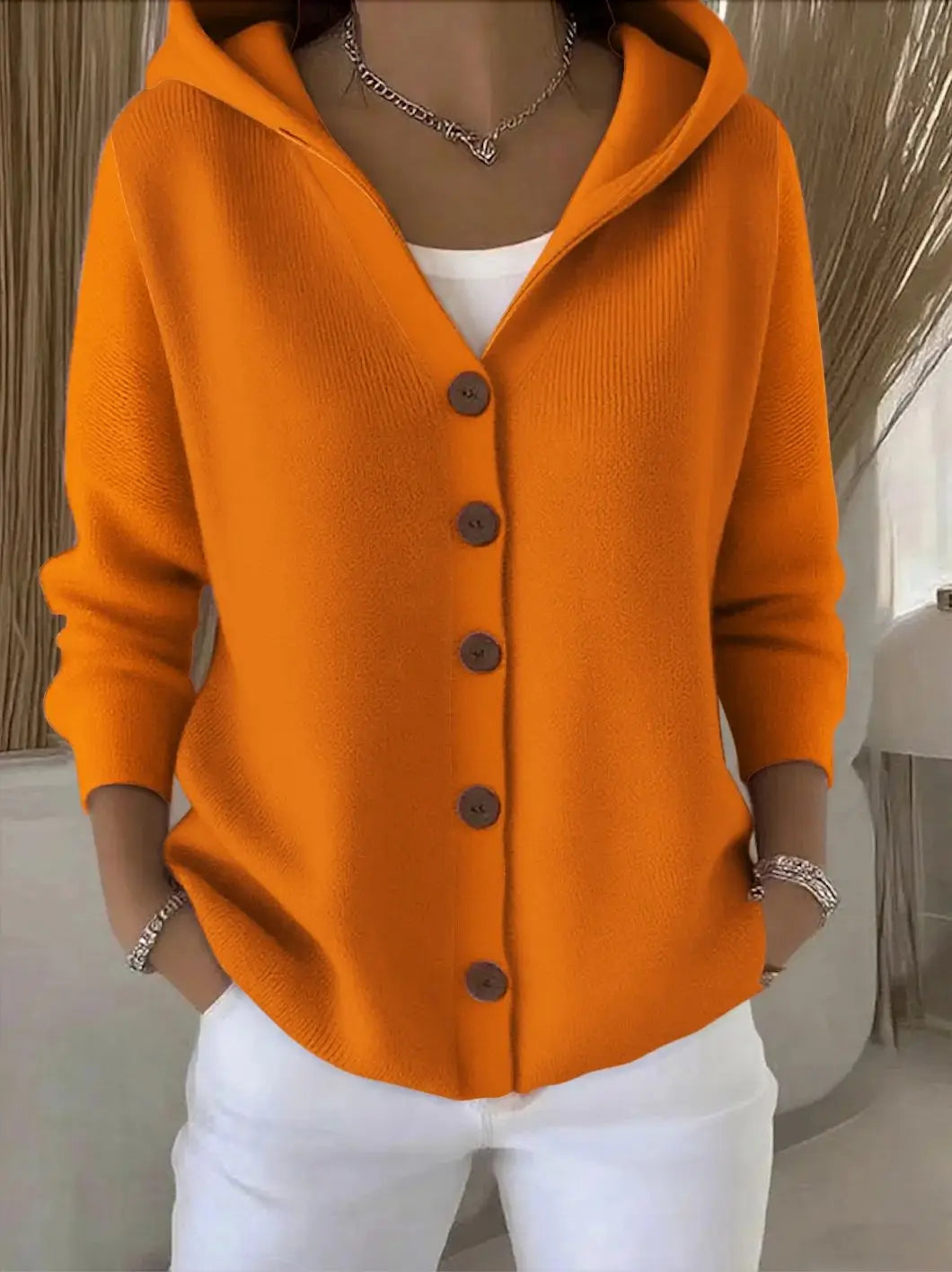 Rue Montaigne Hooded Knit Cardigan