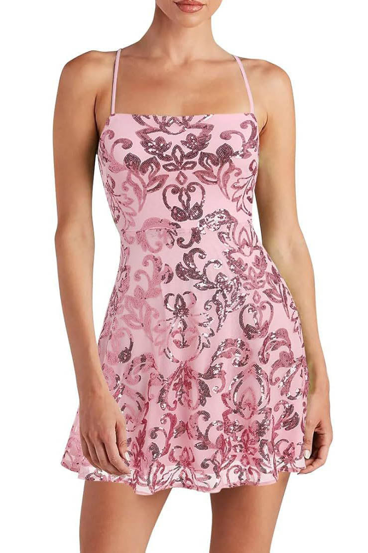 The Celeste Strap Sequin Mini Dress