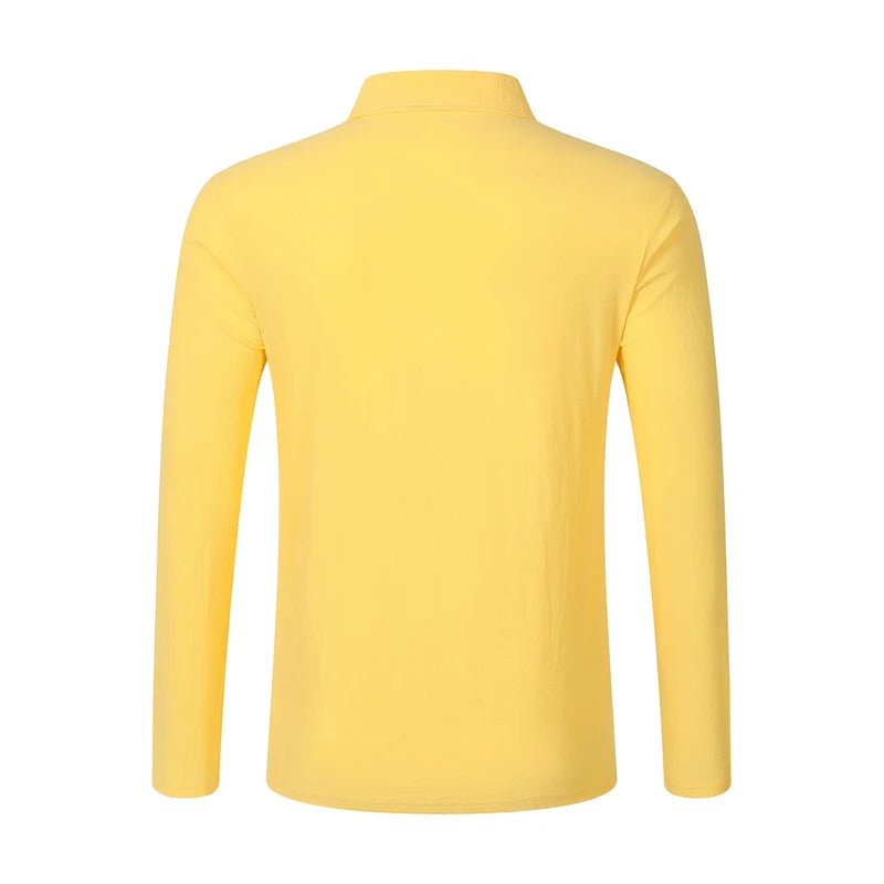 Men's Casual Soft Lightweight Linen Cotton Lapel Shirt Spring Autumn Loose Solid Color Fashion Decorative Flap Top