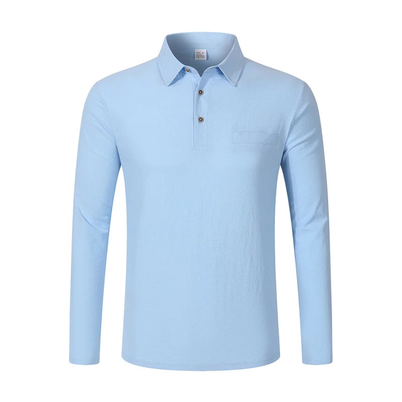 Men's Casual Soft Lightweight Linen Cotton Lapel Shirt Spring Autumn Loose Solid Color Fashion Decorative Flap Top