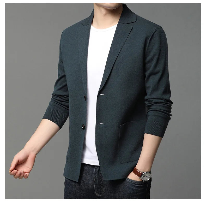 New Autumn Style Cardigan Men's Coat, Korean Version, Knitted Suit, Pure Color Sweater, Personalized for Young People's Coat
