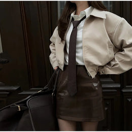 Flower Bud Shorts Coats Suits Women Lapel Long Sleeves Zipper Elastic Band Wide Legs Sets Female 2025 Autumn New Fashion Outfits