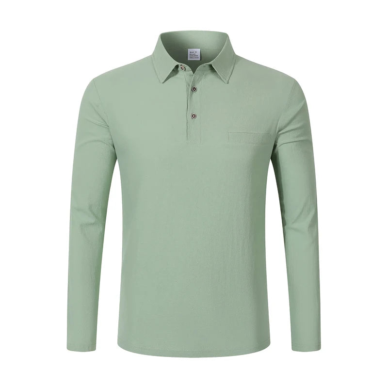Men's Casual Soft Lightweight Linen Cotton Lapel Shirt Spring Autumn Loose Solid Color Fashion Decorative Flap Top