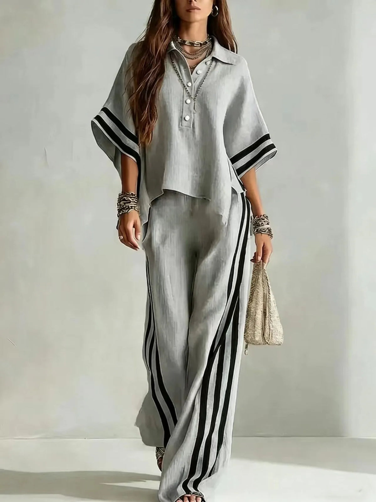 2026 New Summer Women's Matching Sets Short Sleeve Shirts and Trousers Two-piece Suit Casual Simple White Suits Women Clothing