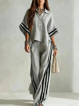 2026 New Summer Women's Matching Sets Short Sleeve Shirts and Trousers Two-piece Suit Casual Simple White Suits Women Clothing