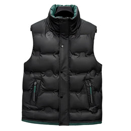 Autumn and Winter Men's Down Cotton Vest Men Windproof Warm Vest Jackets New Trend Fashion Zipper Hooded Solid Color Vest Coat