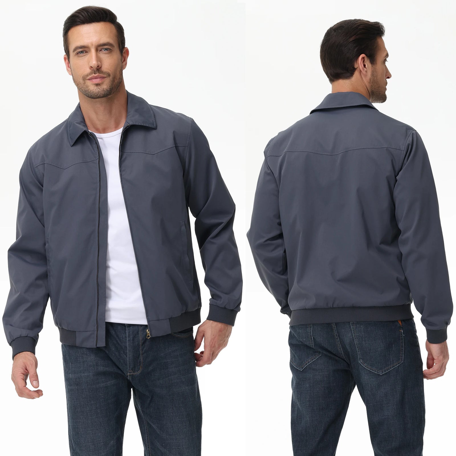Mens Business Casual Jacket, Windbreaker Waterproof Fashion Coat, Cargo Jacket for Daily Outdoor Travel Autumn Winter