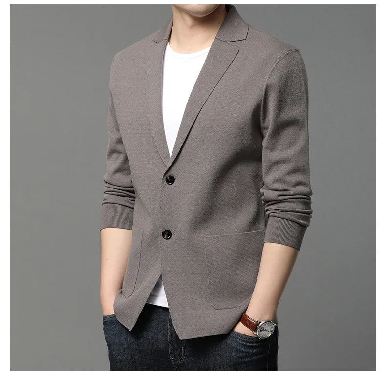 New Autumn Style Cardigan Men's Coat, Korean Version, Knitted Suit, Pure Color Sweater, Personalized for Young People's Coat