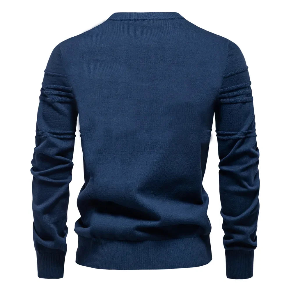 2025 Autumn Winter New Fashion Men's Solid Color O-neck Long Sleeve Casual Trendy Knitted Sweaters Male Clothes Pullover Tops