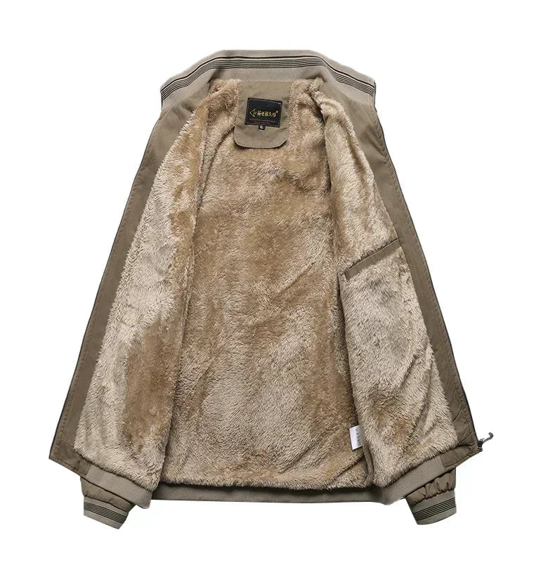 Fleece Baseball Jacket Thickened Jackets Warm Solid Color Zipper Top Men's Fashion Aviator Jacket Autumn And Winter New Coats