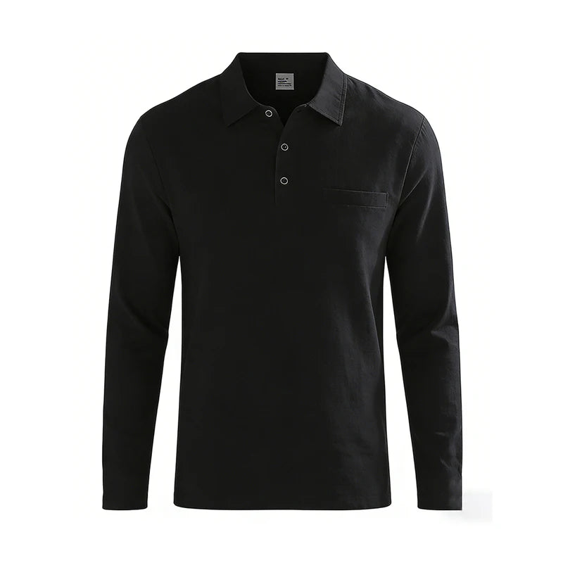 Men's Casual Soft Lightweight Linen Cotton Lapel Shirt Spring Autumn Loose Solid Color Fashion Decorative Flap Top
