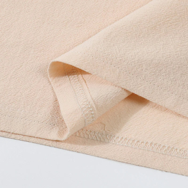 Men's Casual Soft Lightweight Linen Cotton Lapel Shirt Spring Autumn Loose Solid Color Fashion Decorative Flap Top