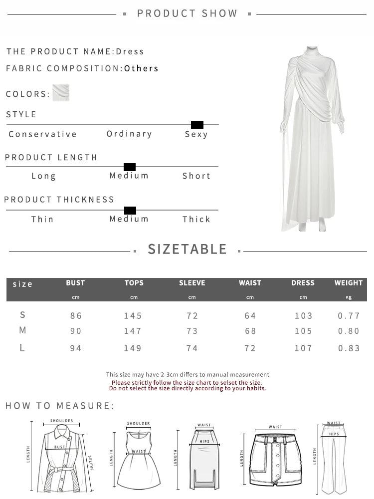 Nibber Greek Style 2Piece Set Women Turtleneck Asymmetrical Hem One Sleeve Folds Top+Elastic Waist Skirt Vacation Elegant Suits