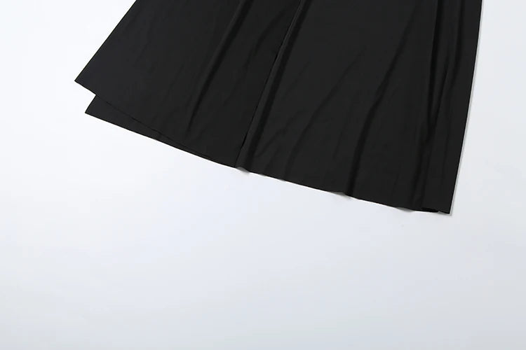 Nibber Greek Style 2Piece Set Women Turtleneck Asymmetrical Hem One Sleeve Folds Top+Elastic Waist Skirt Vacation Elegant Suits