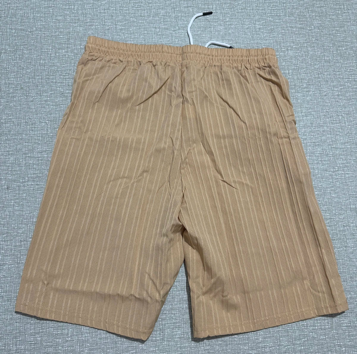 Lazy Street Style Vertical Stripe Slimming Shirt Shorts Two-piece Set No Need To Pair With Autumn Men's Thin Knit Sports Suit