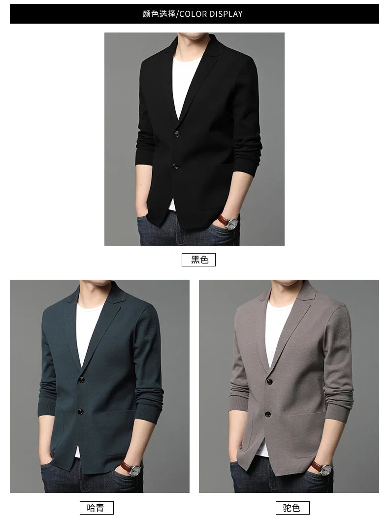 New Autumn Style Cardigan Men's Coat, Korean Version, Knitted Suit, Pure Color Sweater, Personalized for Young People's Coat