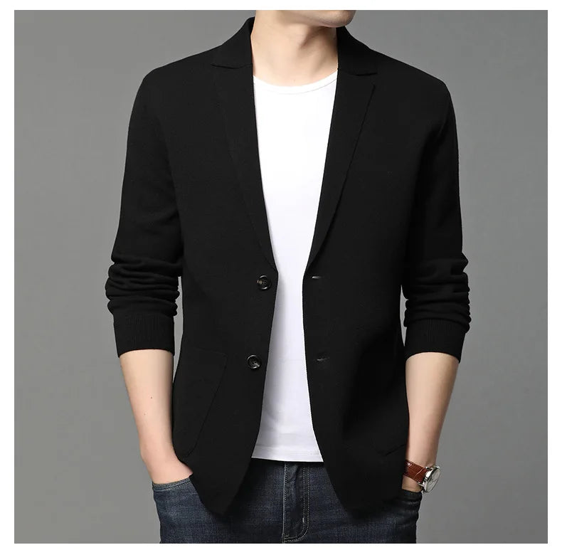 New Autumn Style Cardigan Men's Coat, Korean Version, Knitted Suit, Pure Color Sweater, Personalized for Young People's Coat