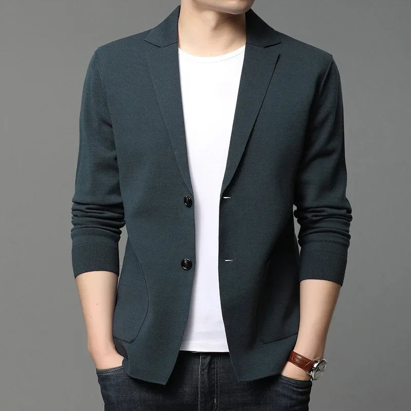 New Autumn Style Cardigan Men's Coat, Korean Version, Knitted Suit, Pure Color Sweater, Personalized for Young People's Coat