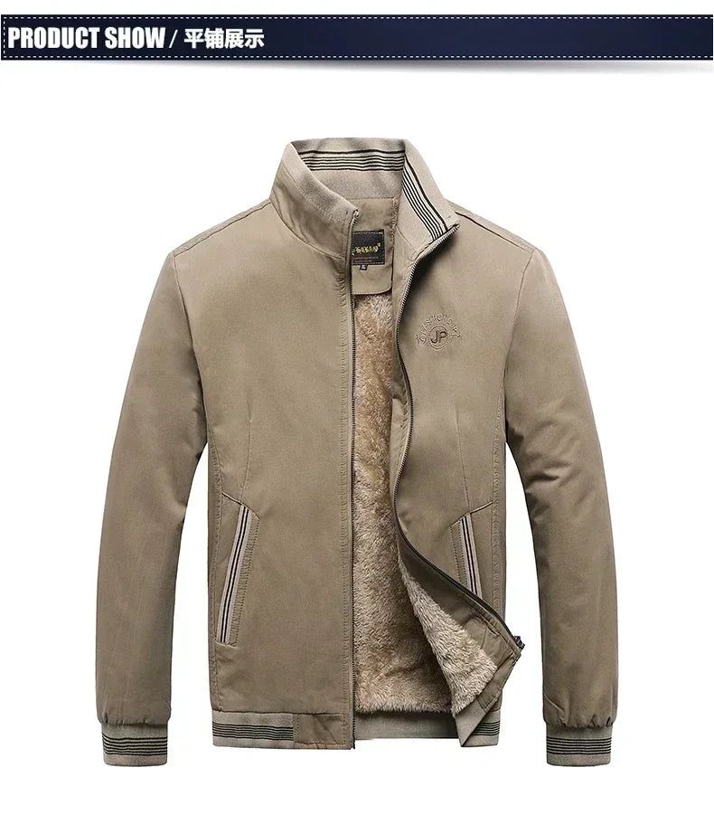 Fleece Baseball Jacket Thickened Jackets Warm Solid Color Zipper Top Men's Fashion Aviator Jacket Autumn And Winter New Coats