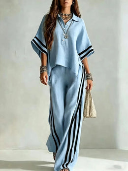 2026 New Summer Women's Matching Sets Short Sleeve Shirts and Trousers Two-piece Suit Casual Simple White Suits Women Clothing