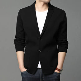 New Autumn Style Cardigan Men's Coat, Korean Version, Knitted Suit, Pure Color Sweater, Personalized for Young People's Coat