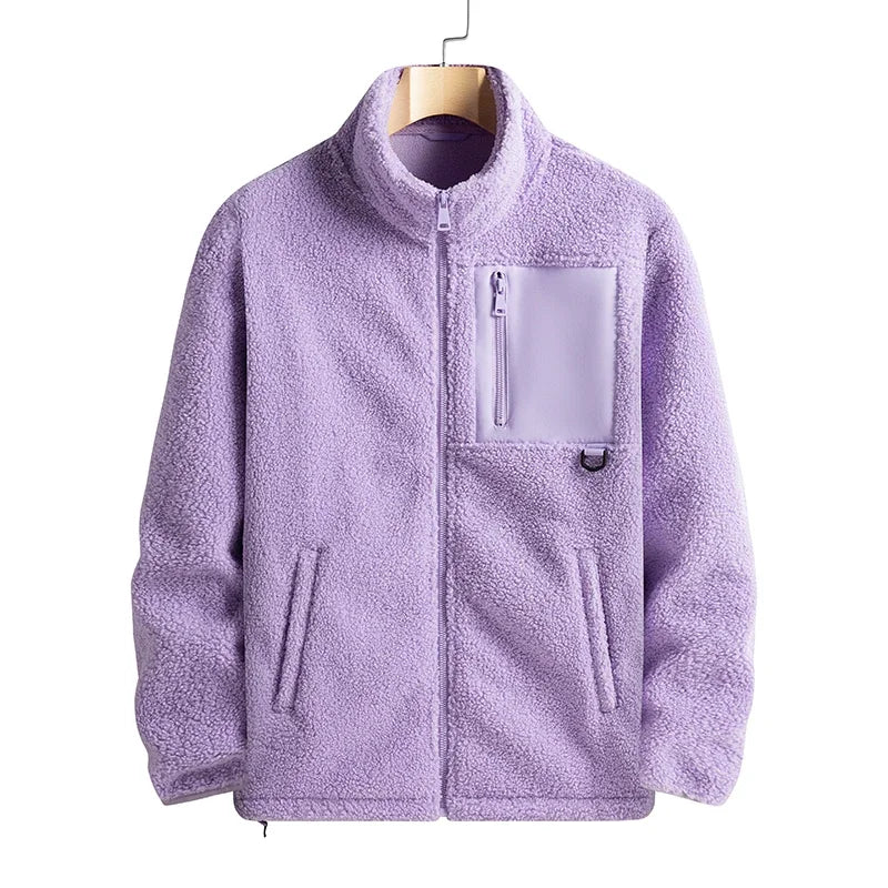 Cashmere Autumn Winter Men's Fleece Jackets Women's Solid Color Coats New Zipper Work Outwear Cold Weather Thermal Jacket