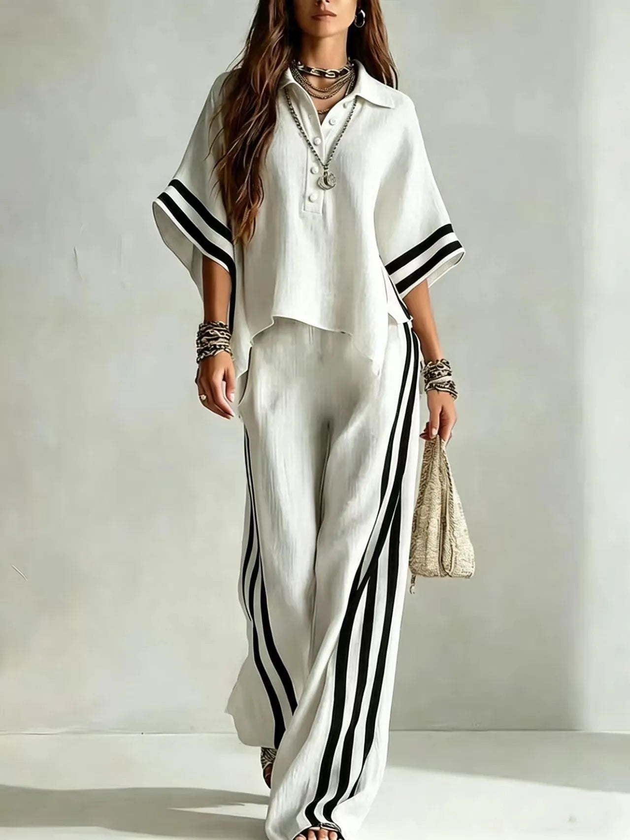 2026 New Summer Women's Matching Sets Short Sleeve Shirts and Trousers Two-piece Suit Casual Simple White Suits Women Clothing