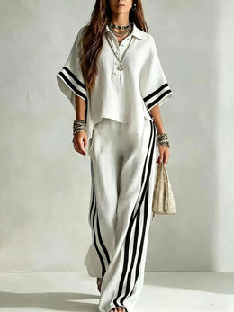 2026 New Summer Women's Matching Sets Short Sleeve Shirts and Trousers Two-piece Suit Casual Simple White Suits Women Clothing
