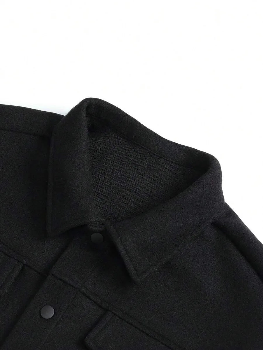 Autumn Winter Men Lapel Woolen Jacket Casual Business Style Loose Warm Thick Outerwear Daily Commute Fashion Sport Coat For Men