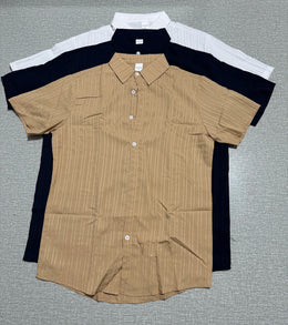 Lazy Street Style Vertical Stripe Slimming Shirt Shorts Two-piece Set No Need To Pair With Autumn Men's Thin Knit Sports Suit