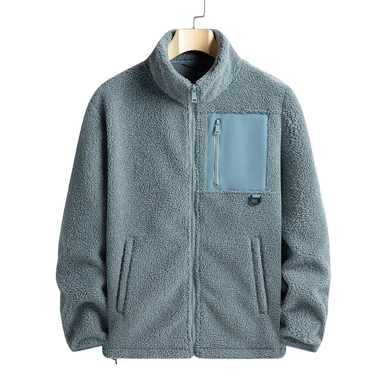 Cashmere Autumn Winter Men's Fleece Jackets Women's Solid Color Coats New Zipper Work Outwear Cold Weather Thermal Jacket