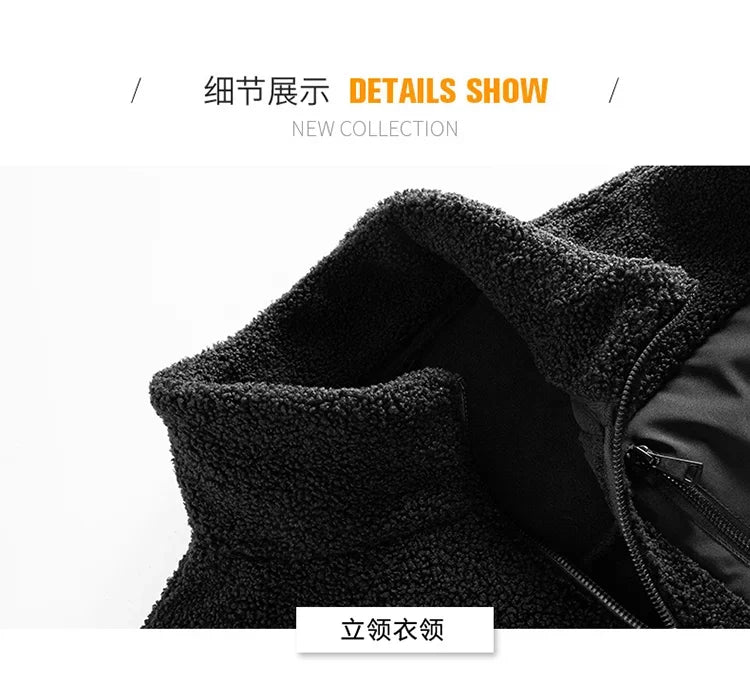 Cashmere Autumn Winter Men's Fleece Jackets Women's Solid Color Coats New Zipper Work Outwear Cold Weather Thermal Jacket