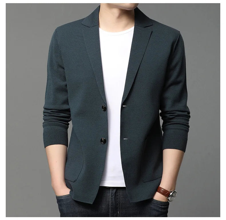 New Autumn Style Cardigan Men's Coat, Korean Version, Knitted Suit, Pure Color Sweater, Personalized for Young People's Coat
