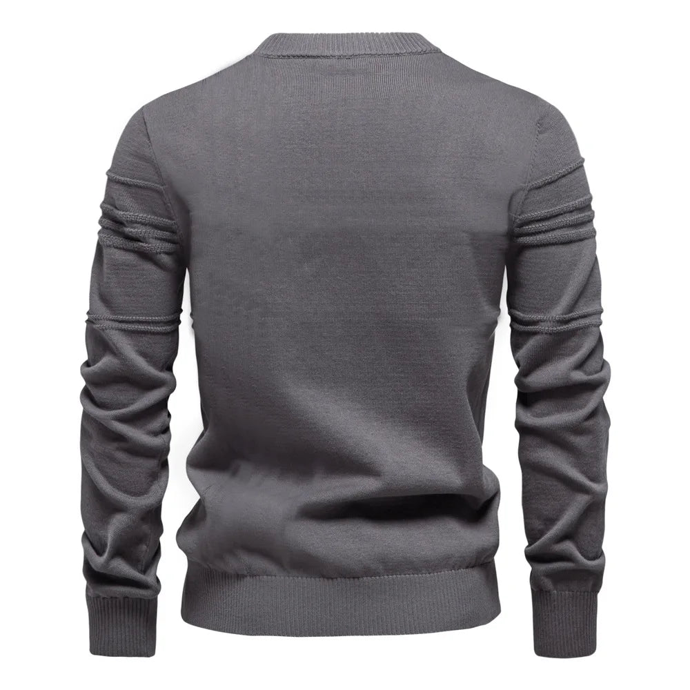 2025 Autumn Winter New Fashion Men's Solid Color O-neck Long Sleeve Casual Trendy Knitted Sweaters Male Clothes Pullover Tops