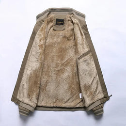 Fleece Baseball Jacket Thickened Jackets Warm Solid Color Zipper Top Men's Fashion Aviator Jacket Autumn And Winter New Coats