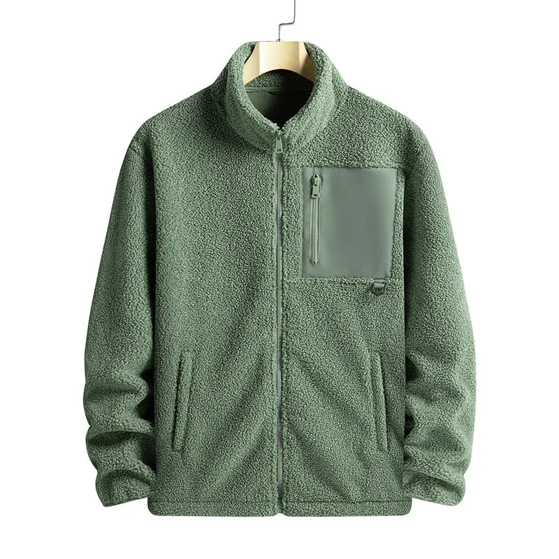 Cashmere Autumn Winter Men's Fleece Jackets Women's Solid Color Coats New Zipper Work Outwear Cold Weather Thermal Jacket