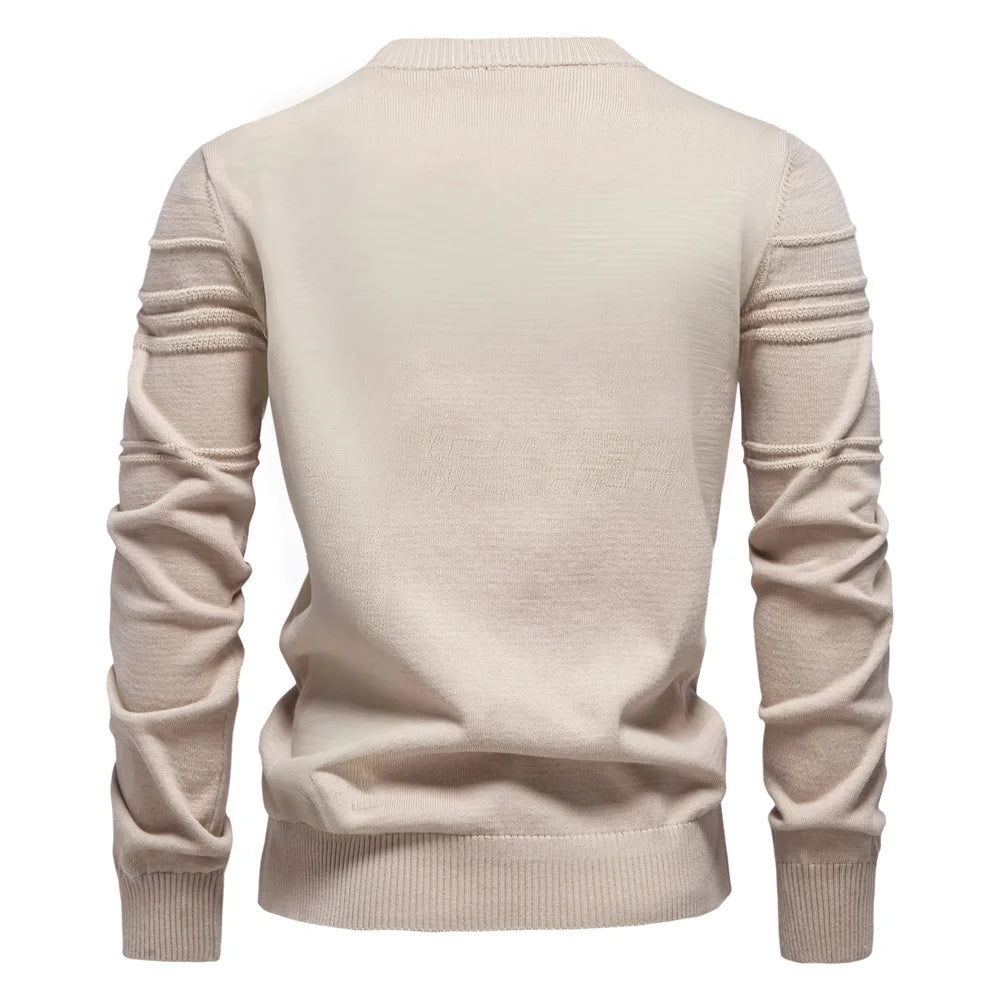 2025 Autumn Winter New Fashion Men's Solid Color O-neck Long Sleeve Casual Trendy Knitted Sweaters Male Clothes Pullover Tops