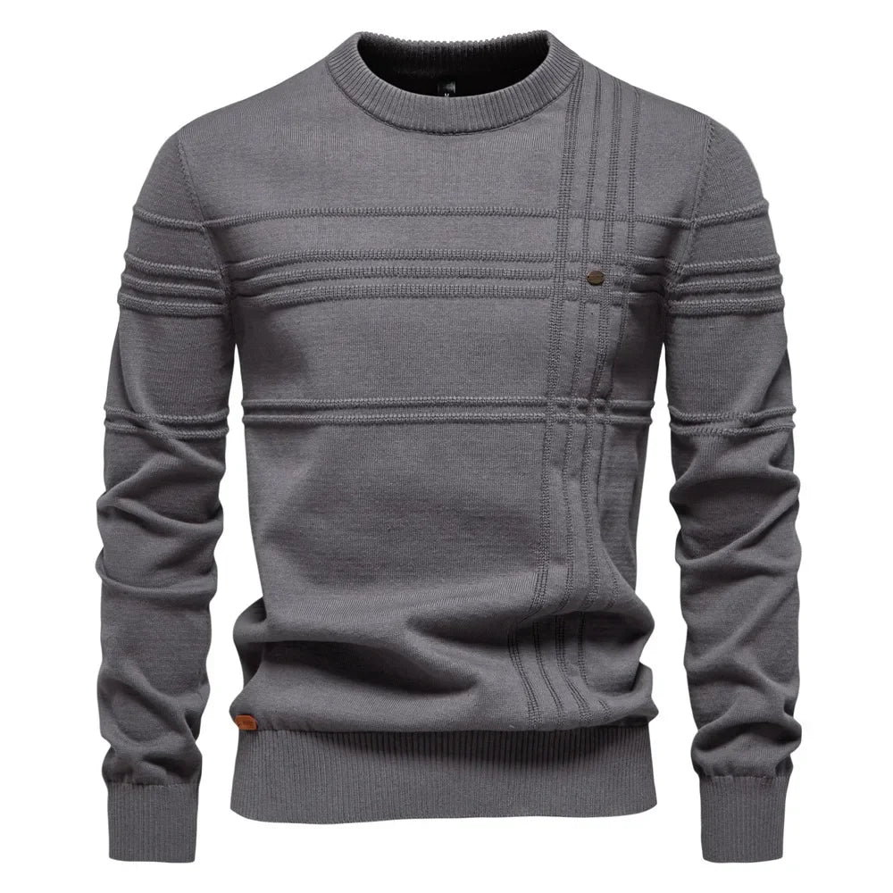 2025 Autumn Winter New Fashion Men's Solid Color O-neck Long Sleeve Casual Trendy Knitted Sweaters Male Clothes Pullover Tops