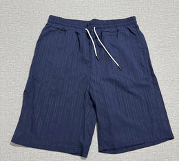 Lazy Street Style Vertical Stripe Slimming Shirt Shorts Two-piece Set No Need To Pair With Autumn Men's Thin Knit Sports Suit