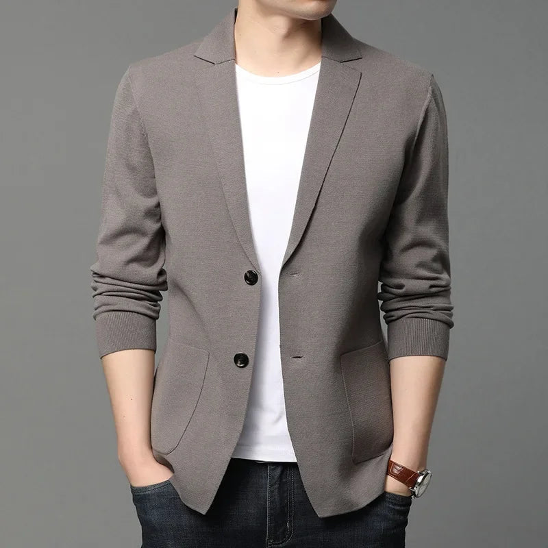 New Autumn Style Cardigan Men's Coat, Korean Version, Knitted Suit, Pure Color Sweater, Personalized for Young People's Coat