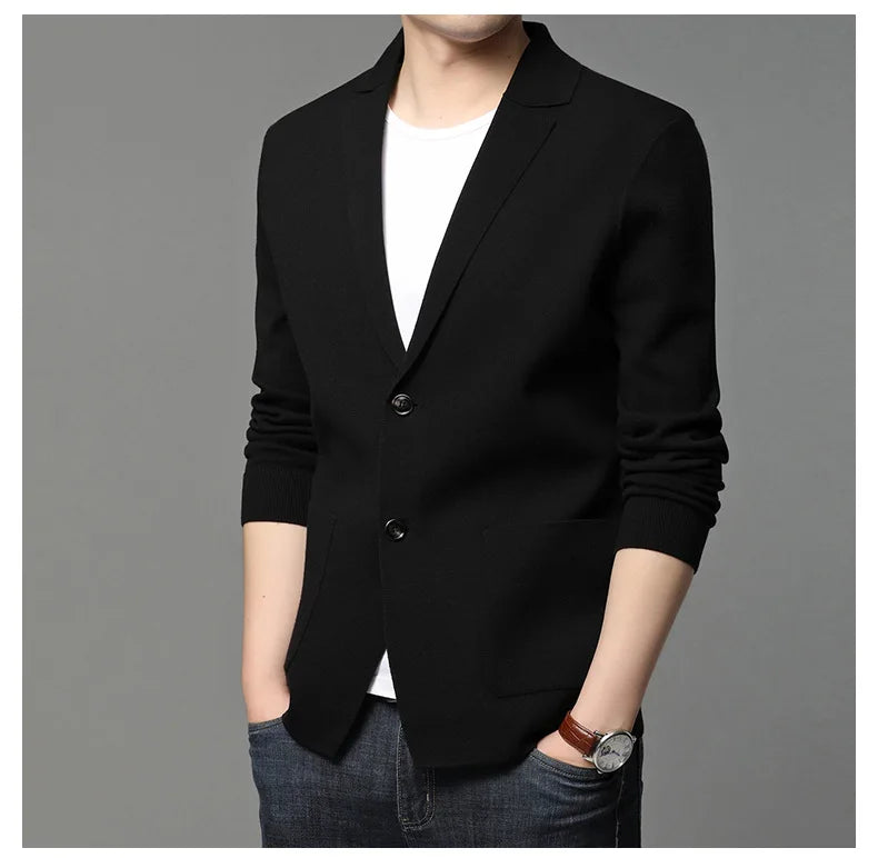 New Autumn Style Cardigan Men's Coat, Korean Version, Knitted Suit, Pure Color Sweater, Personalized for Young People's Coat