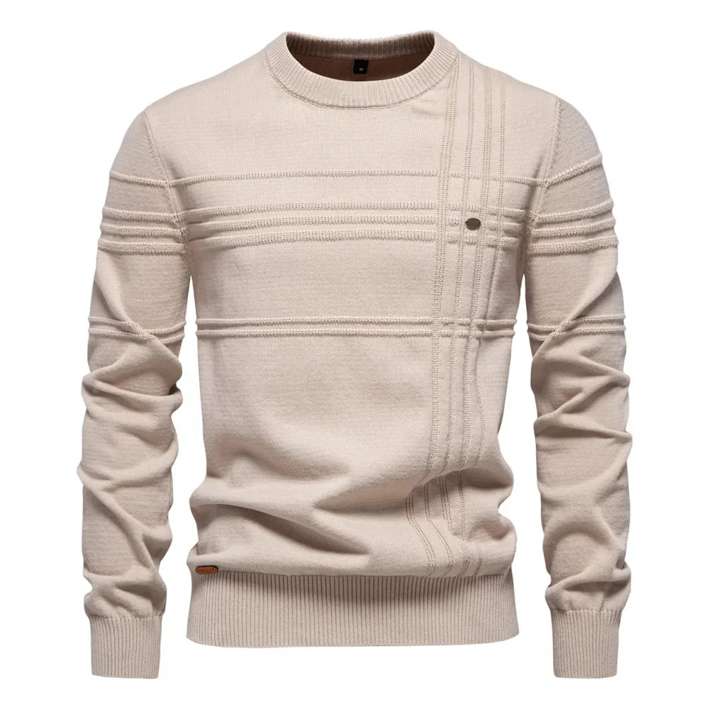 2025 Autumn Winter New Fashion Men's Solid Color O-neck Long Sleeve Casual Trendy Knitted Sweaters Male Clothes Pullover Tops