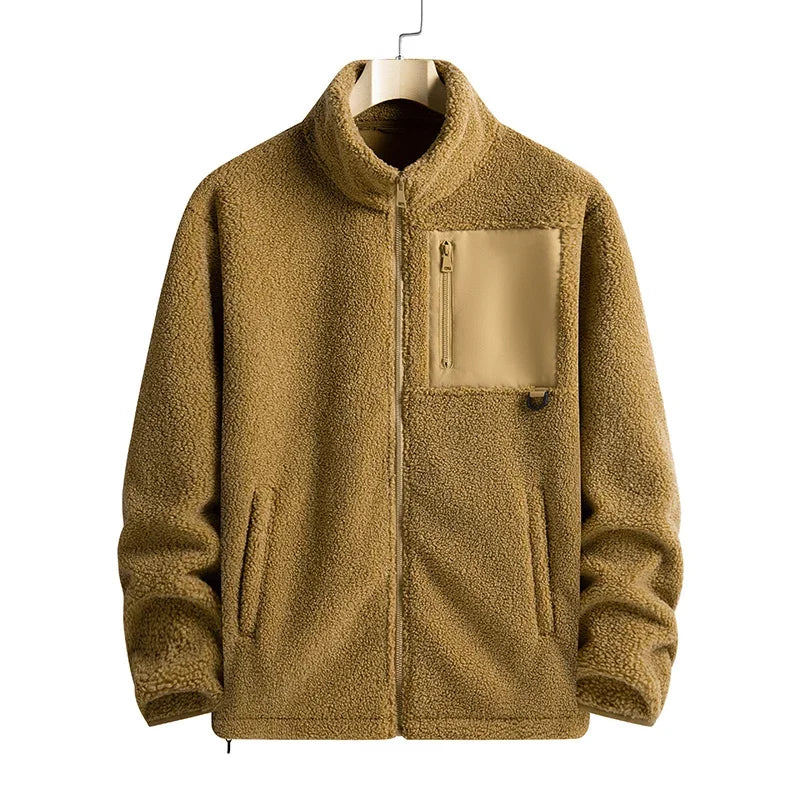 Cashmere Autumn Winter Men's Fleece Jackets Women's Solid Color Coats New Zipper Work Outwear Cold Weather Thermal Jacket