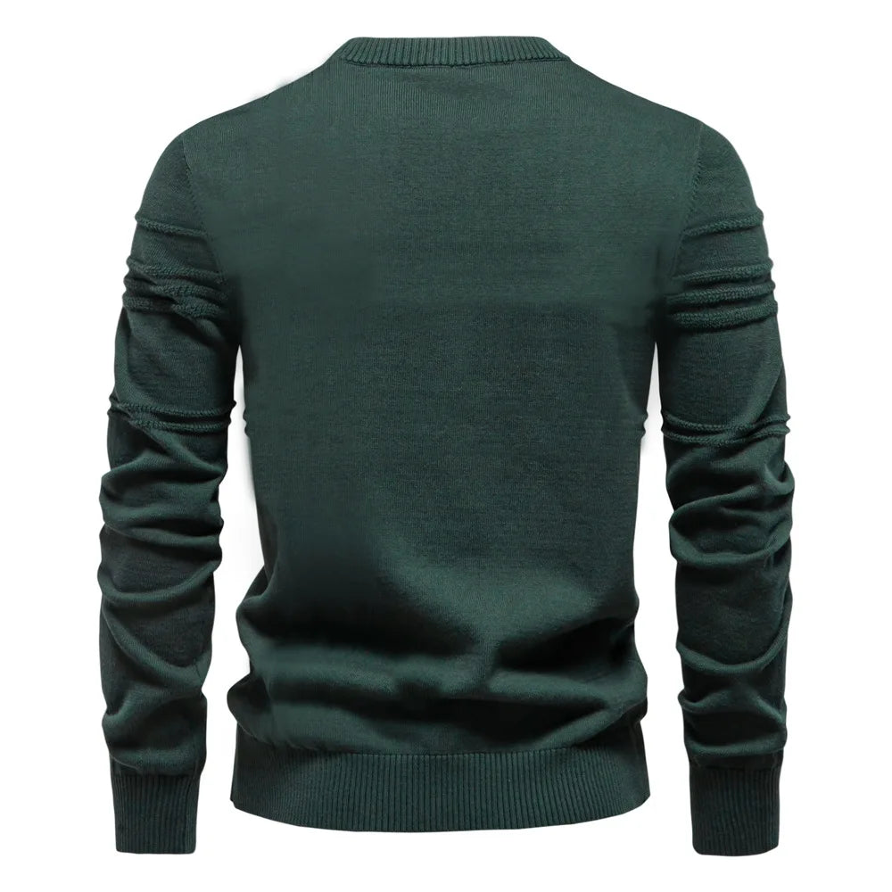2025 Autumn Winter New Fashion Men's Solid Color O-neck Long Sleeve Casual Trendy Knitted Sweaters Male Clothes Pullover Tops