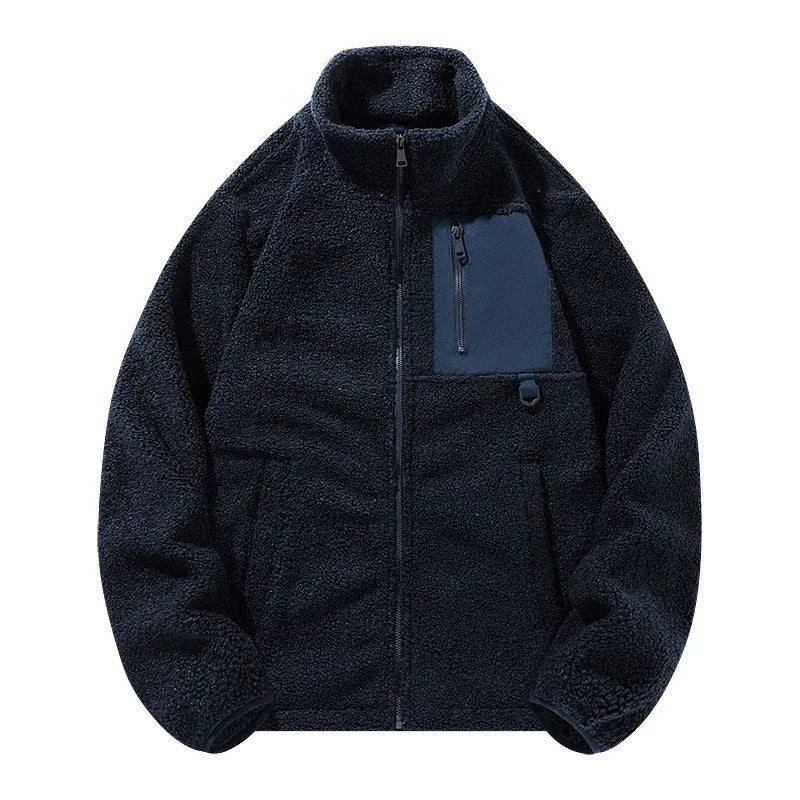 Cashmere Autumn Winter Men's Fleece Jackets Women's Solid Color Coats New Zipper Work Outwear Cold Weather Thermal Jacket