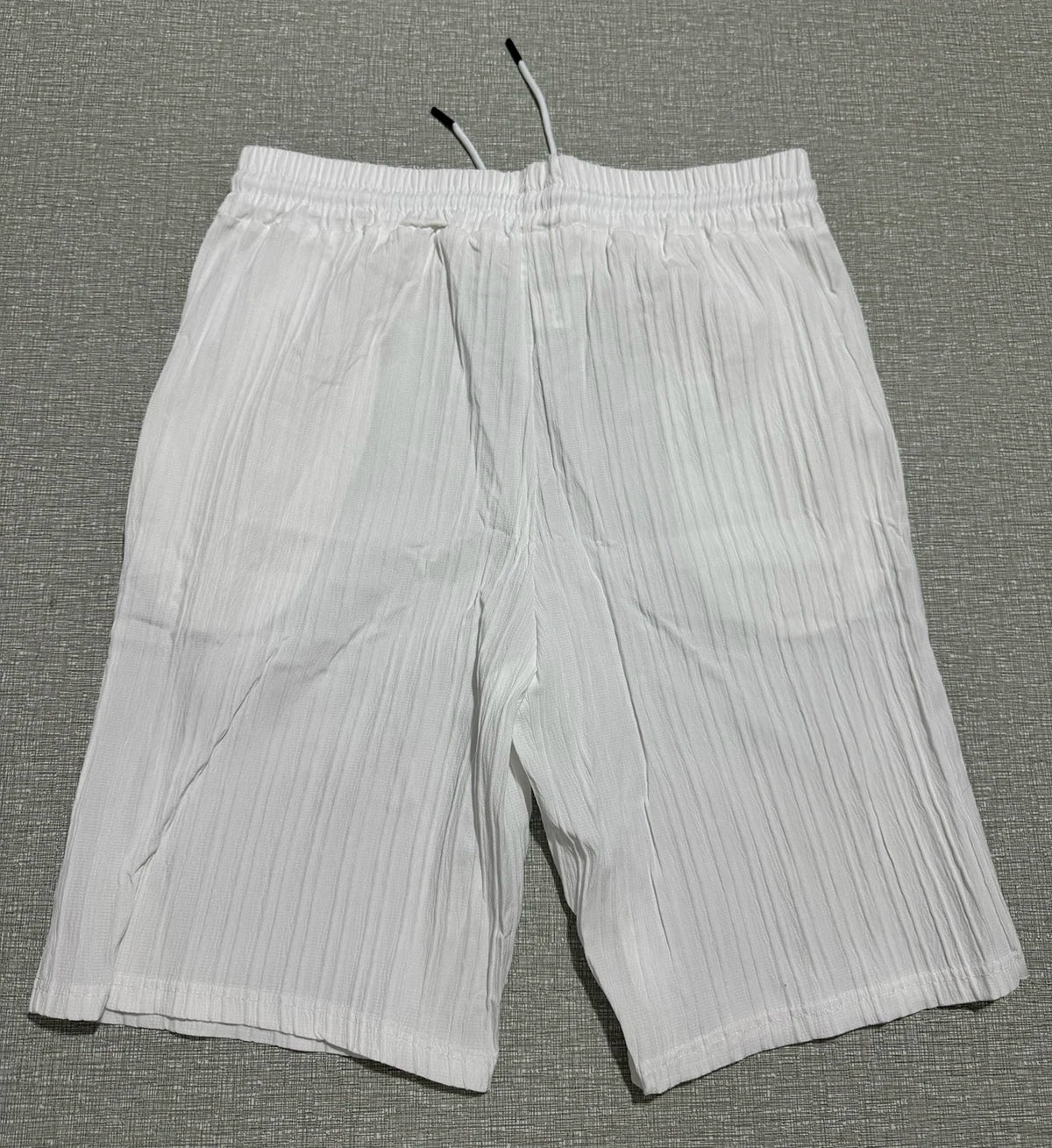 Lazy Street Style Vertical Stripe Slimming Shirt Shorts Two-piece Set No Need To Pair With Autumn Men's Thin Knit Sports Suit