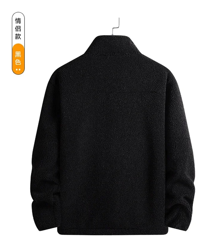 Cashmere Autumn Winter Men's Fleece Jackets Women's Solid Color Coats New Zipper Work Outwear Cold Weather Thermal Jacket