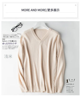 Cashmere Cotton Blend Classic V-neck Knitted Sweater Men Pullover 2024 Autumn Winter Soft Warm Business Casual Jumper pull homme